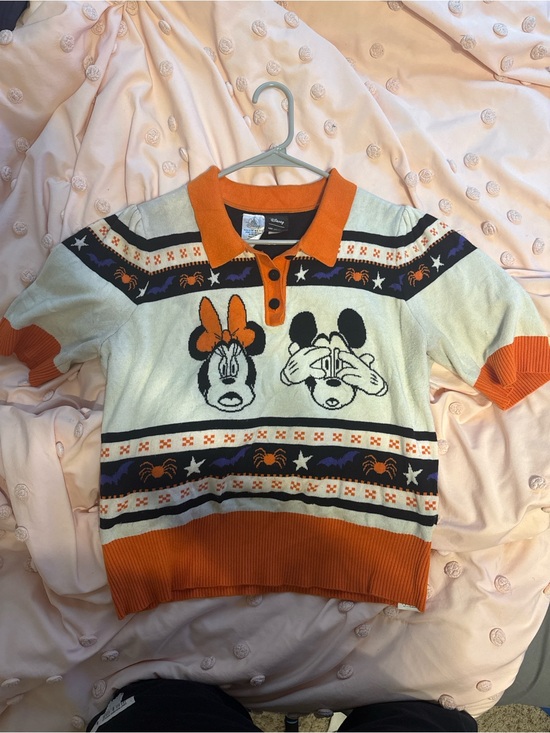 Her Universe Tops - Her Universe Orange & White Disney Minnie & Mickey Knit Polo